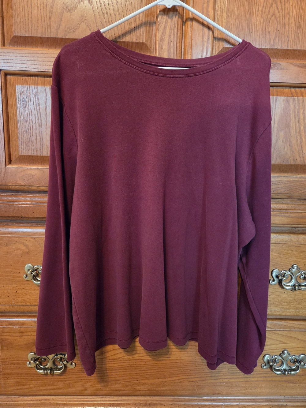 Venezia Scoop Neck Long Sleeve Top - Wine